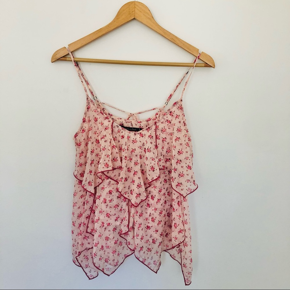 Abercrombie & Fitch Pink Floral Ruffle Blousel